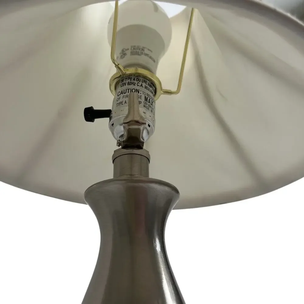 Brushed Nickel Table Lamp Modern Accent Light Fabric Shade